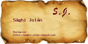 Sághi Jolán névjegykártya